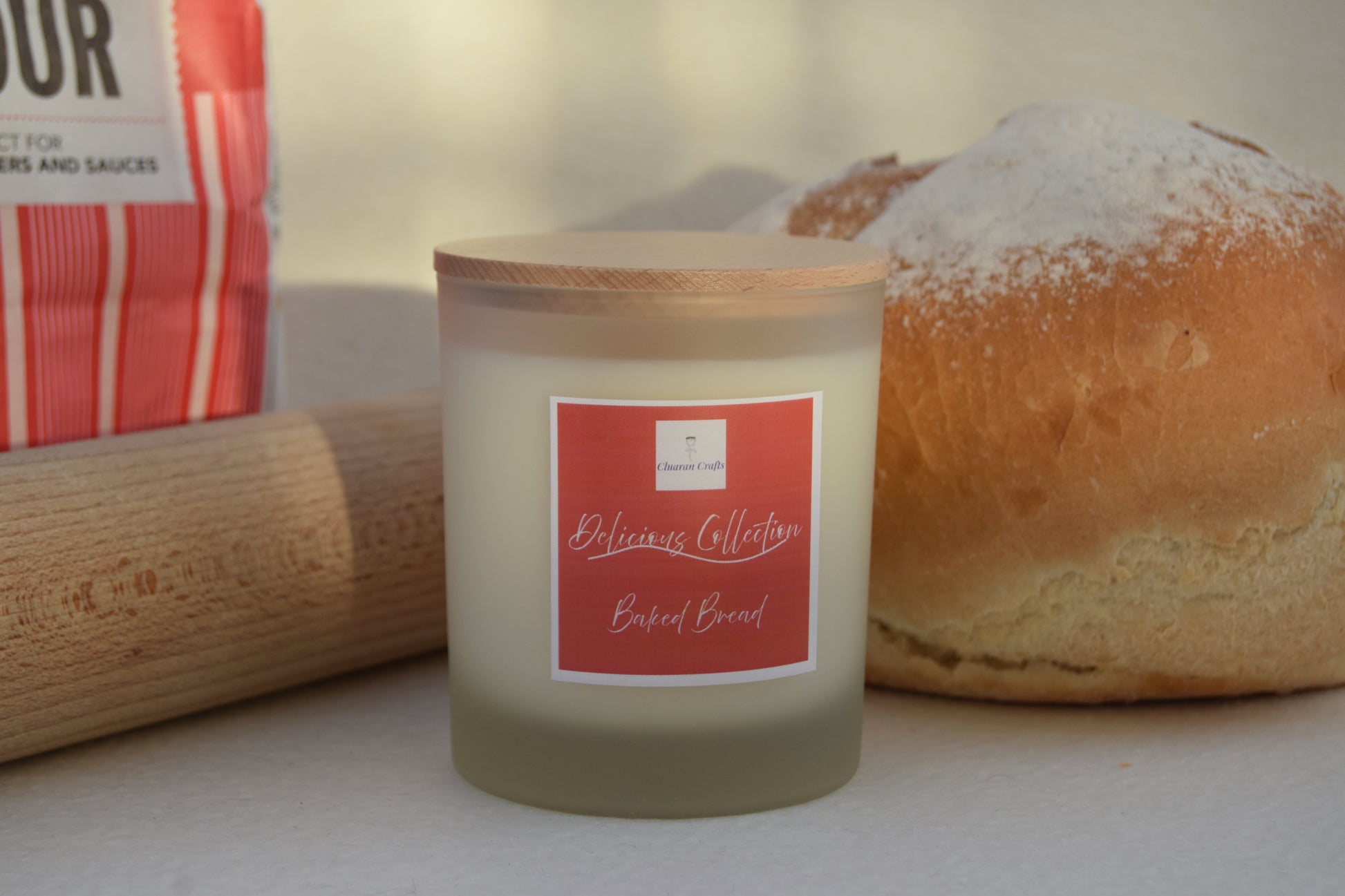 Baked Bread Soy Wax Candle, with Wooden Wick - Cluaran Crafts