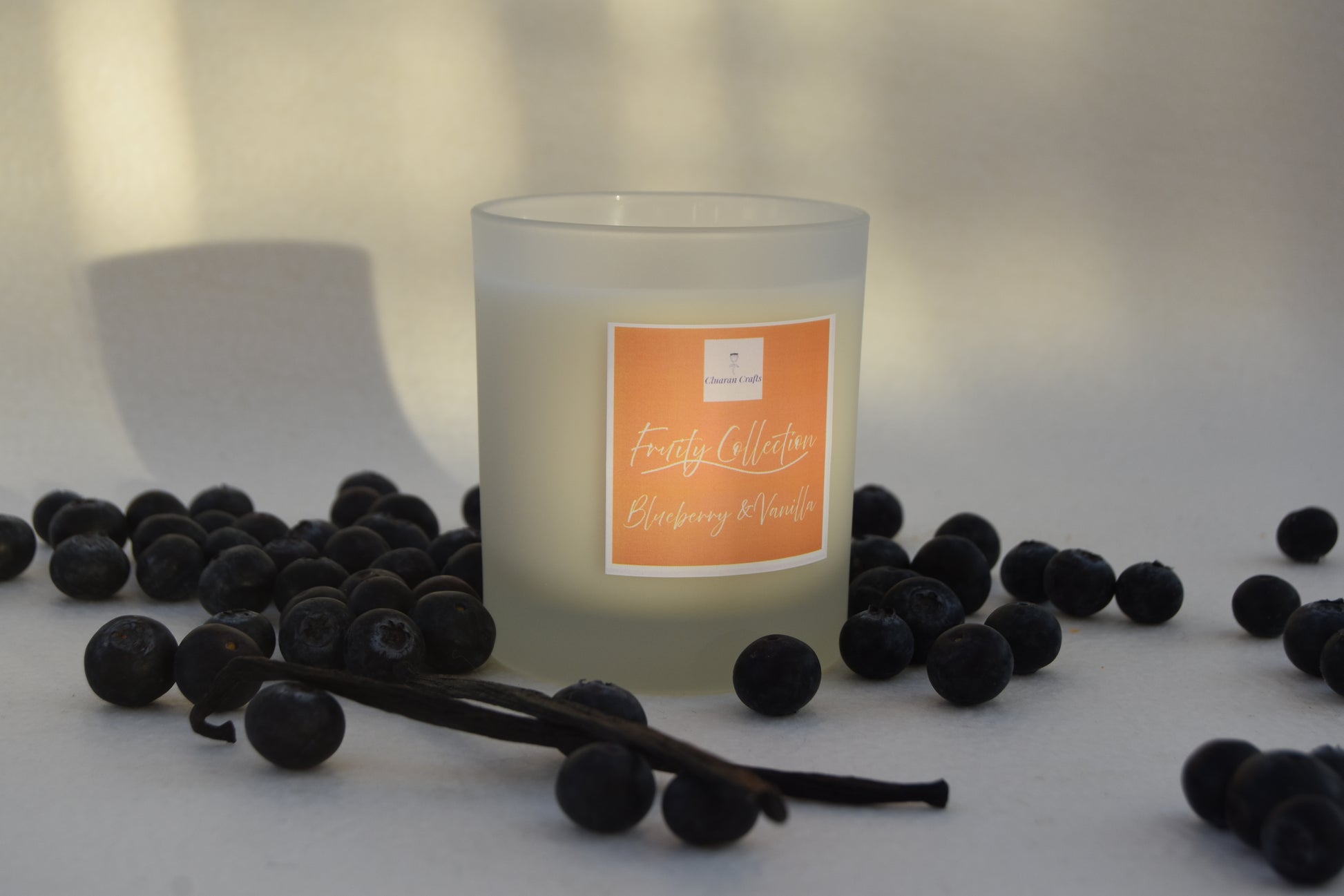 Blueberry & Vanilla Soy Wax Candle, with Wooden Wick - Cluaran Crafts