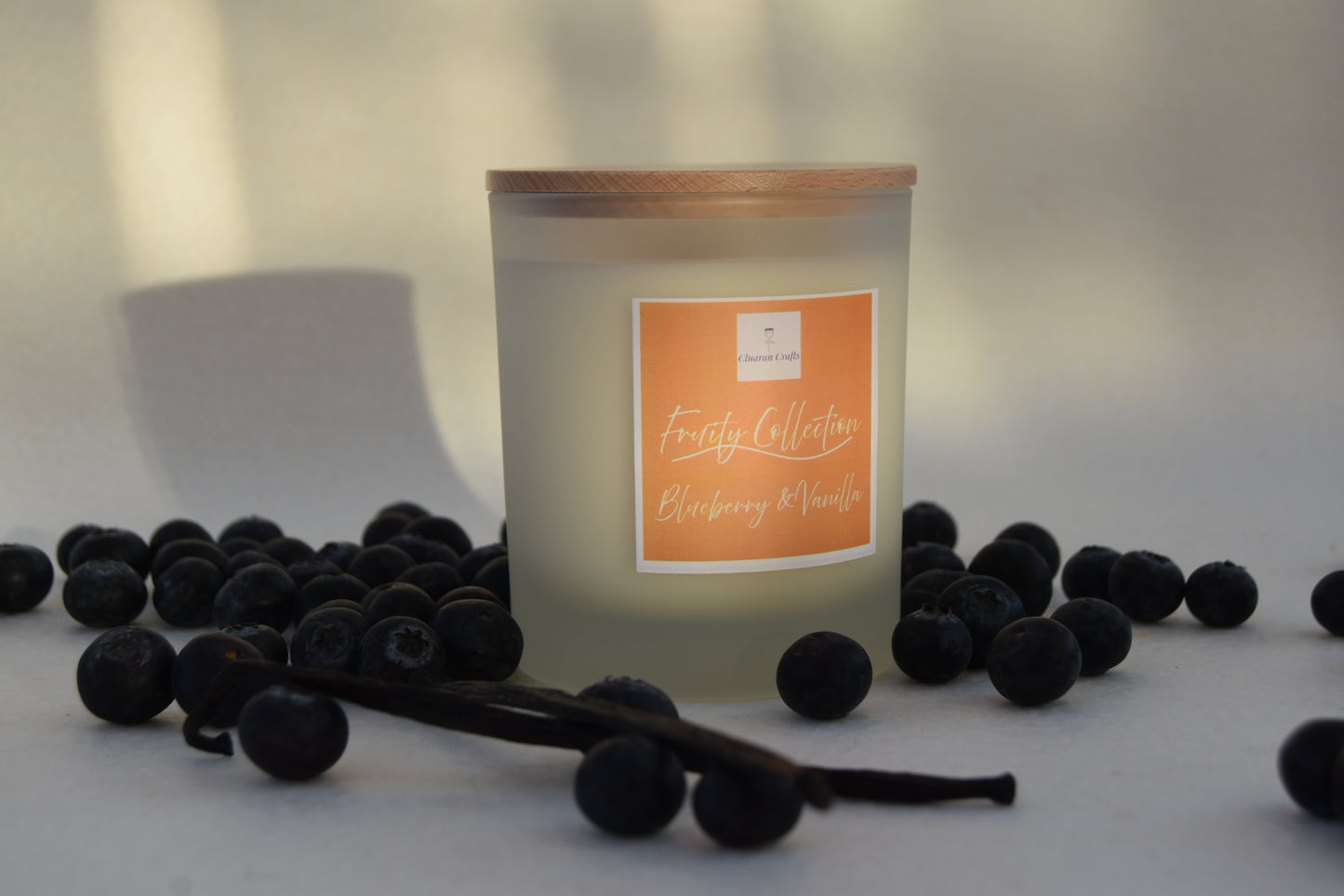 Blueberry & Vanilla Soy Wax Candle, with Wooden Wick - Cluaran Crafts