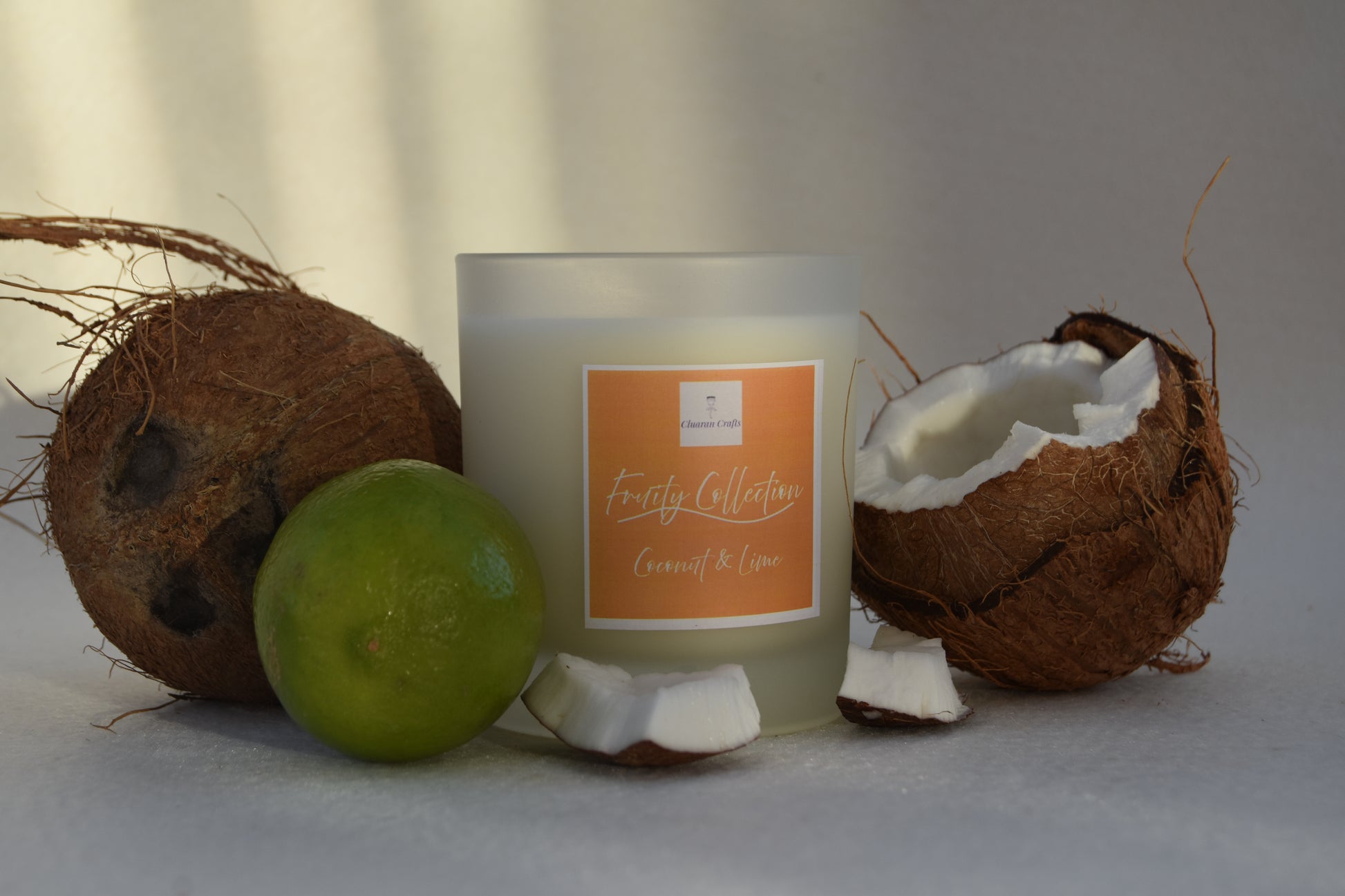 Coconut & Lime Soy Wax Candle, with Wooden Wick - Cluaran Crafts