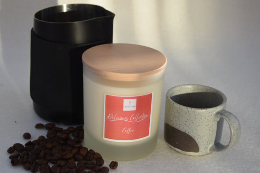 Coffee Soy Wax Candle, with Wooden Wick - Cluaran Crafts
