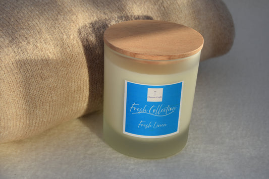 Fresh Linen Soy Wax Candle, with Wooden Wick - Cluaran Crafts