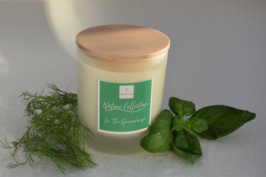 In the Greenhouse Soy Wax Candle, with Wooden Wick - Cluaran Crafts